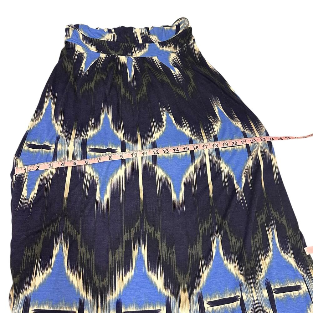 Banana Republic M Abstract Blue Ikat Maxi Halter Dress Modern Boho Modal - Picture 9 of 12